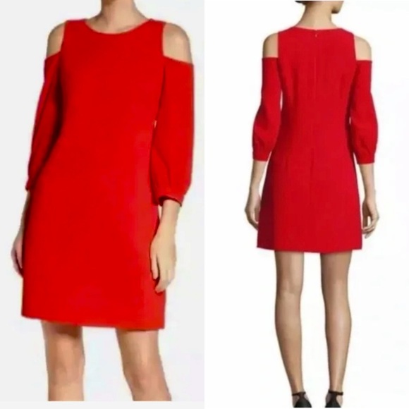 Eliza J Women’s Size 6 Cold Shoulder‎ Red Shift Dress - Picture 1 of 13